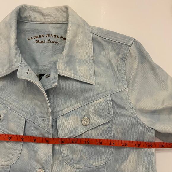 Lauren Jeans Co Denim Jacket Tie Dye Women's Small Light Blue Ralph Lauren Crop - Picture 10 of 12